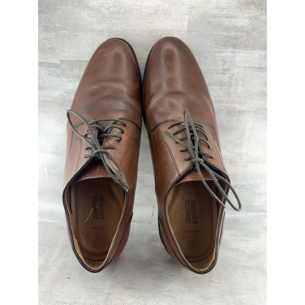 Johnston & Murphy Men Brown Leather Derby Dress Shoes 20-3912 Size 12M